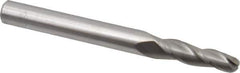 Accupro - 2° Taper Angle per Side, 3/16" Small End Diam, 3/4" LOC, Solid Carbide 3 Flute Tapered Ball End Mill - 2-1/2" OAL, 1/4" Shank Diam - Industrial Tool & Supply
