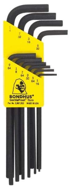 Bondhus - 10 Piece L-Key Hex Key Set - Hex Range 1/16 to 1/4" - Industrial Tool & Supply