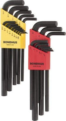 Bondhus - 22 Piece L-Key Hex Key Set - Hex Range 0.05 to 3/8" - Industrial Tool & Supply