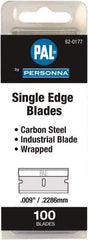 Personna - 100 Piece Steel Single Edge Blade - 1-1/2" OAL, 0.009" Blade Thickness - Industrial Tool & Supply