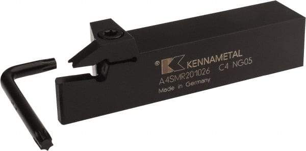 Kennametal - 1.02" Max Depth of Cut, 10mm Min Groove Width, 6" OAL, Right Hand Indexable Grooving Cutoff Toolholder - 10 Seat Size, 1-1/4" Shank Height x 1-1/4" Shank Width, A4..10.. Insert Style, A4SM Toolholder Style, Series A4 - Industrial Tool & Supply