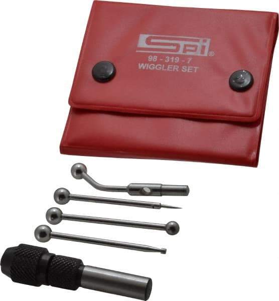 SPI - 0.0002 Inch Accuracy, Single End, Center Finder Set Mechanical - 0.1 Inch Head Diameter, Includes 4 Attachments, Case, Holder, 4 Pieces - Industrial Tool & Supply