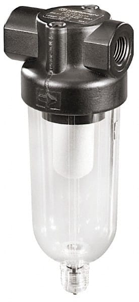 Norgren - 1/8" Port, 4.1" High x 1.63" Wide General Purpose Filter Mini Comp with Polycarbonate Bowl, Automatic Drain - Industrial Tool & Supply