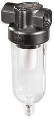 Norgren - 1/8" Port, 4.1" High x 1.63" Wide General Purpose Filter Mini Comp with Polycarbonate Bowl, Automatic Drain - Industrial Tool & Supply