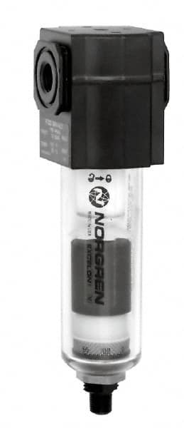 Norgren - 3/8" Port, 6.62" High x 1.97" Wide General Purpose Filter Comp with Zinc Bowl, Manual Drain - Industrial Tool & Supply