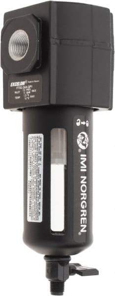 Norgren - 3/8" Port, 7.15" High x 2.68" Wide Intermediate Filter with Polycarbonate Bowl, Manual Drain - 65 SCFM, 150 Max psi, 125°F Max Temp, Modular Connection, Bowl Guard, 3.5 oz Bowl Capacity - Industrial Tool & Supply