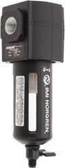 Norgren - 3/8" Port, 7.15" High x 2.68" Wide Intermediate Filter with Polycarbonate Bowl, Manual Drain - 65 SCFM, 150 Max psi, 125°F Max Temp, Modular Connection, Bowl Guard, 3.5 oz Bowl Capacity - Industrial Tool & Supply