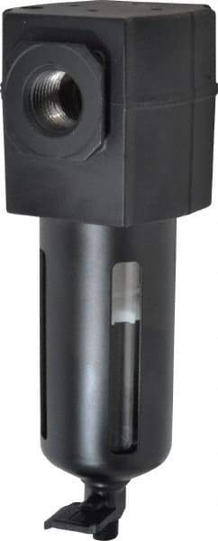 Norgren - 1/2" Port, 7.15" High x 2.68" Wide Intermediate Filter with Polycarbonate Bowl, Manual Drain - 69 SCFM, 150 Max psi, 125°F Max Temp, Modular Connection, Bowl Guard, 3.5 oz Bowl Capacity - Industrial Tool & Supply