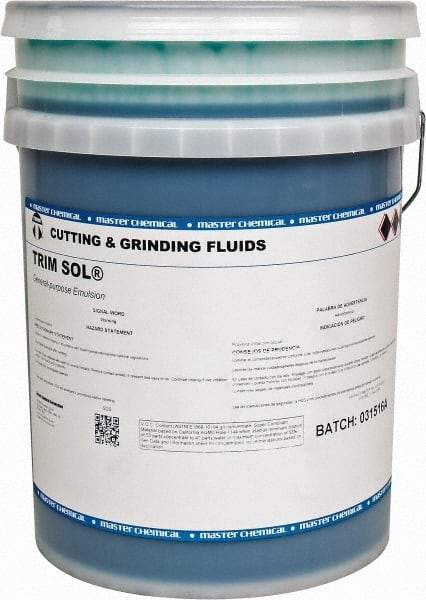 Master Fluid Solutions - Trim SOL, 5 Gal Pail Cutting & Grinding Fluid - Water Soluble, For Grinding, Turning - Industrial Tool & Supply