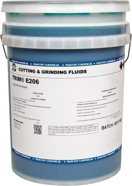 Master Fluid Solutions - Trim E206, 5 Gal Pail Cutting & Grinding Fluid - Water Soluble, For Gear Hobbing, Heavy-Duty Broaching, High Speed Turning - Industrial Tool & Supply