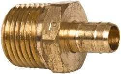 Parker - 3/8" Tube ID, 1/2-14 Thread, Metal Barbed Male Tube Connector - Brass, 1/2" Tube OD - Industrial Tool & Supply