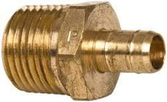 Parker - 3/8" Tube ID, 1/2-14 Thread, Metal Barbed Male Tube Connector - Brass, 1/2" Tube OD - Industrial Tool & Supply