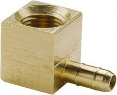 Parker - 11/64" Tube ID, 1/8-27 Thread, Metal Barbed Female Tube Elbow - Brass, 1/4" Tube OD - Industrial Tool & Supply