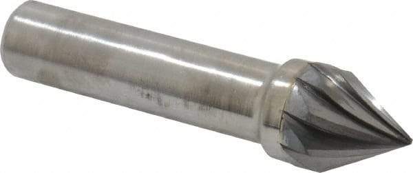 Made in USA - 1/2" Shank Diam, 9 Flute 60° Solid Carbide Countersink - Bright Finish, 2-1/2" OAL, Right Hand Cut - Industrial Tool & Supply