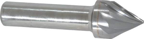 Made in USA - 1/2" Shank Diam, 9 Flute 60° Solid Carbide Countersink - Bright Finish, 2-1/2" OAL, Right Hand Cut - Industrial Tool & Supply