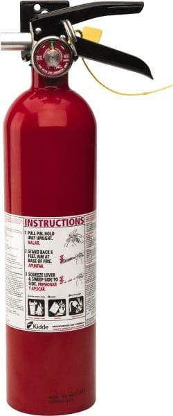 Kidde - 2.6 Lb, 1-A:10-B:C Rated, Dry Chemical Fire Extinguisher - 3-1/4" Diam x 15" High, 100 psi, 15' Discharge in 12 sec, Rechargeable, Seamless Aluminum Cylinder - Industrial Tool & Supply
