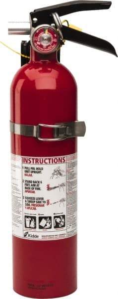 Kidde - 2.6 Lb, 1-A:10-B:C Rated, Dry Chemical Fire Extinguisher - 3-1/4" Diam x 15" High, 100 psi, 15' Discharge in 12 sec, Rechargeable, Seamless Aluminum Cylinder - Industrial Tool & Supply