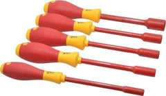 Wiha - 5 Piece 7/32 to 1/2" Insulated Nutdriver Set - Solid Shaft - Industrial Tool & Supply