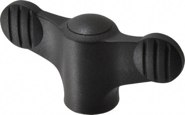 KIPP - 5/16-18 Hole Thread, 2.95" Head Length, Thermoplastic, Tapped Bar / Wing Knob - 0.55" Hole Depth, 1.38" Hub Diam, 0.65" Hub Height, Black - Industrial Tool & Supply