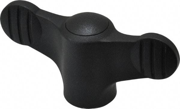 KIPP - 3/8-16 Hole Thread, 2.95" Head Length, Thermoplastic, Tapped Bar / Wing Knob - 0.55" Hole Depth, 1.38" Hub Diam, 0.65" Hub Height, Black - Industrial Tool & Supply
