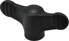 KIPP - 3/8-16 Hole Thread, 2.95" Head Length, Thermoplastic, Tapped Bar / Wing Knob - 0.55" Hole Depth, 1.38" Hub Diam, 0.65" Hub Height, Black - Industrial Tool & Supply