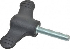 KIPP - 2.95" Head Length, Thermoplastic, Threaded Stem Bar / Wing Knob - 1.38" Hub Diam, 0.65" Hub Height, Black - Industrial Tool & Supply