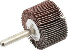 Camel Grinding Wheels - 1-1/2" Diam x 1" Face Width, Medium Aluminum Oxide Coated Mounted Flap Wheel - 1/4" Shank Mount, 60 Grit, 30,000 Max RPM - Industrial Tool & Supply