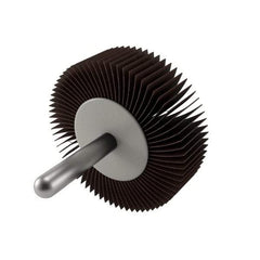 Camel Grinding Wheels - 2" Diam x 1/2" Face Width, Fine Aluminum Oxide Coated Mounted Flap Wheel - 1/4" Shank Mount, 120 Grit, 25,000 Max RPM - Industrial Tool & Supply