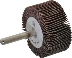 Camel Grinding Wheels - 2" Diam x 1" Face Width, Medium Aluminum Oxide Coated Mounted Flap Wheel - 1/4" Shank Mount, 60 Grit, 25,000 Max RPM - Industrial Tool & Supply