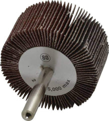 Camel Grinding Wheels - 2" Diam x 1" Face Width, Medium Aluminum Oxide Coated Mounted Flap Wheel - 1/4" Shank Mount, 80 Grit, 25,000 Max RPM - Industrial Tool & Supply