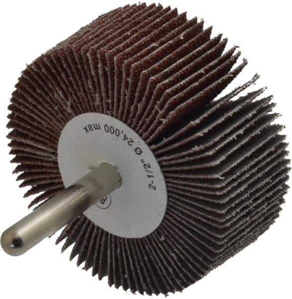 Camel Grinding Wheels - 2-1/2" Diam x 1" Face Width, Medium Aluminum Oxide Coated Mounted Flap Wheel - 1/4" Shank Mount, 80 Grit, 23,000 Max RPM - Industrial Tool & Supply