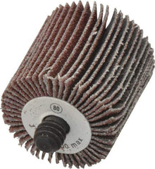 Camel Grinding Wheels - 1" Diam x 1" Face Width, Medium Aluminum Oxide Coated Mounted Flap Wheel - 1/4-20 Threaded Mount, 80 Grit, 30,000 Max RPM - Industrial Tool & Supply