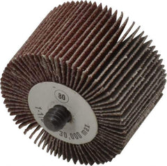Camel Grinding Wheels - 1-1/2" Diam x 1" Face Width, Medium Aluminum Oxide Coated Mounted Flap Wheel - 1/4-20 Threaded Mount, 80 Grit, 30,000 Max RPM - Industrial Tool & Supply