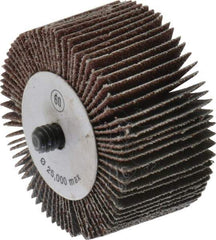 CGW Abrasives - 2" Diam x 1" Face Width, Medium Aluminum Oxide Coated Mounted Flap Wheel - 1/4-20 Threaded Mount, 60 Grit, 25,000 Max RPM - Industrial Tool & Supply