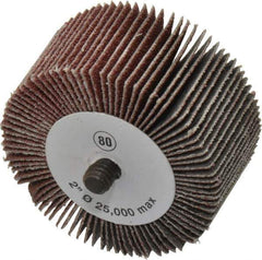 Camel Grinding Wheels - 2" Diam x 1" Face Width, Medium Aluminum Oxide Coated Mounted Flap Wheel - 1/4-20 Threaded Mount, 80 Grit, 25,000 Max RPM - Industrial Tool & Supply