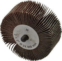 CGW Abrasives - 2-1/2" Diam x 1" Face Width, Medium Aluminum Oxide Coated Mounted Flap Wheel - 1/4-20 Threaded Mount, 80 Grit, 25,000 Max RPM - Industrial Tool & Supply