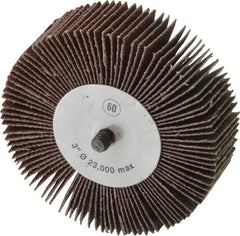 Camel Grinding Wheels - 3" Diam x 1" Face Width, Medium Aluminum Oxide Coated Mounted Flap Wheel - 1/4-20 Threaded Mount, 60 Grit, 20,000 Max RPM - Industrial Tool & Supply