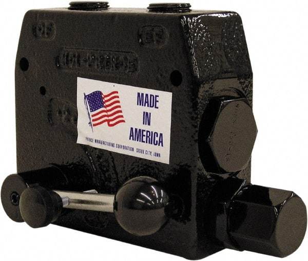 Prince - 30 GPM 1/2 Inlet Cast Iron Hydraulic Control Valve - 4-1/8" High x 4-5/8" Wide x 3-11/32" Long - Industrial Tool & Supply