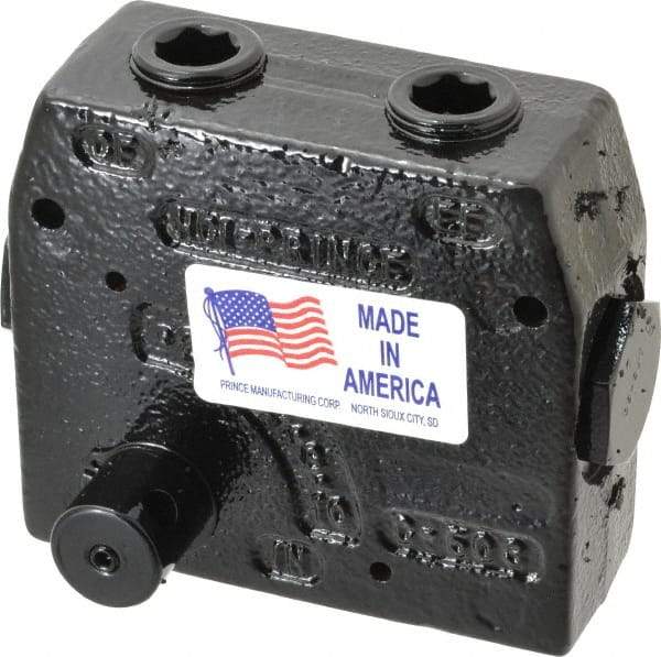 Prince - 30 GPM 1/2 Inlet Cast Iron Hydraulic Control Valve - 4-1/8" High x 4-5/8" Wide x 3-11/32" Long - Industrial Tool & Supply