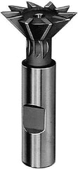 Keo - 1-3/8" Diam x 3/8" Width of Cut, 45° Included Angle, High Speed Steel Dovetail Cutter - 5/8" Shank Diam, 2-1/2" Shank Length, 2-7/8" Overall Length, Weldon Flat, Uncoated - Industrial Tool & Supply