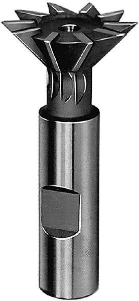 Keo - 2-1/2" Diam x 3/4" Width of Cut, 45° Included Angle, High Speed Steel Dovetail Cutter - 1" Shank Diam, 3" Shank Length, 3-3/4" Overall Length, Weldon Flat, Uncoated - Industrial Tool & Supply