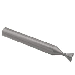 Interstate - 3/8" Diam x 3/16" Width of Cut, 45° Included Angle, High Speed Steel Dovetail Cutter - 3/8" Shank Diam, 1-15/16" Shank Length, 2-1/8" Overall Length - Industrial Tool & Supply