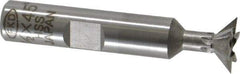 Interstate - 1/2" Diam x 1/4" Width of Cut, 45° Included Angle, High Speed Steel Dovetail Cutter - 3/8" Shank Diam, 1-7/8" Shank Length, 2-1/8" Overall Length - Industrial Tool & Supply