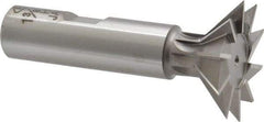 Interstate - 1-3/8" Diam x 9/16" Width of Cut, 45° Included Angle, High Speed Steel Dovetail Cutter - 5/8" Shank Diam, 2-5/16" Shank Length, 2-7/8" Overall Length - Industrial Tool & Supply