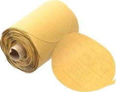 3M - 5" Diam, 180 Grit Aluminum Oxide Adhesive PSA Disc - Very Fine Grade, Gold, A Weighted Backing, Flexible, Use with Random Orbital Sanders - Industrial Tool & Supply