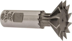 Interstate - 1-7/8" Diam x 13/16" Width of Cut, 45° Included Angle, High Speed Steel Dovetail Cutter - 7/8" Shank Diam, 2-7/16" Shank Length, 3-1/4" Overall Length - Industrial Tool & Supply
