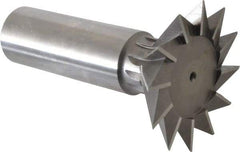 Interstate - 2-1/4" Diam x 1-1/16" Width of Cut, 45° Included Angle, High Speed Steel Dovetail Cutter - 1" Shank Diam, 2-11/16" Shank Length, 3-3/4" Overall Length - Industrial Tool & Supply