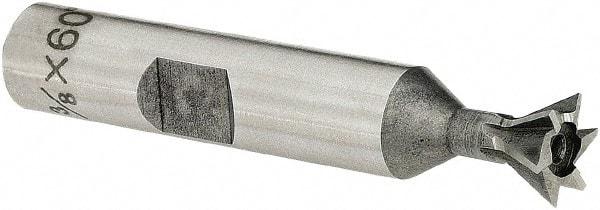 Keo - 1-7/8" Diam x 13/16" Width of Cut, 60° Included Angle, Cobalt Dovetail Cutter - 7/8" Shank Diam, 3-1/4" Overall Length, Weldon Flat, Uncoated - Industrial Tool & Supply