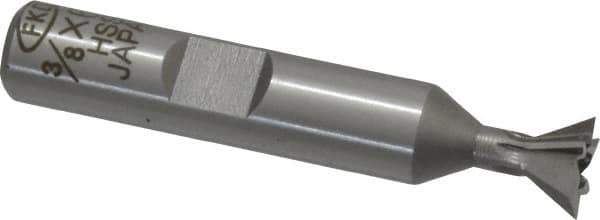 Interstate - 3/8" Diam x 3/16" Width of Cut, 60° Included Angle, High Speed Steel Dovetail Cutter - 3/8" Shank Diam, 2-1/8" Overall Length, Uncoated - Industrial Tool & Supply