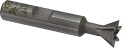 Interstate - 1/2" Diam x 1/4" Width of Cut, 60° Included Angle, High Speed Steel Dovetail Cutter - 3/8" Shank Diam, 2-1/8" Overall Length, Uncoated - Industrial Tool & Supply